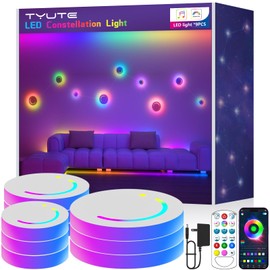 Tyute RGB DIY Smart Wall Light, LED Constellation Light, Wall sconces Led Strip Lights, Smart Lamp with App & Remote Control, Music Sync, Colorful Lighting Panels for Home Decor/Gaming/Party