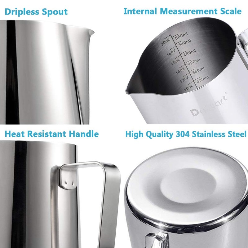 Milk Jug Latte Art Milk Pitcher 18/8 Stainless Steel with