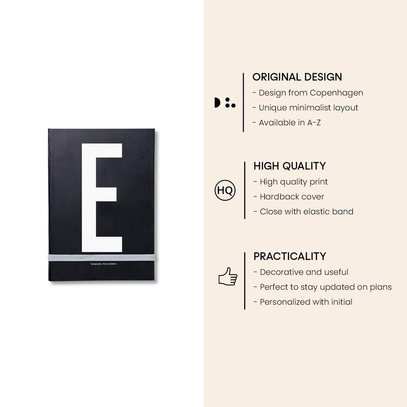 Design Letters Buchstaben Notizbuch A5 A-Z Schwarz | Nutzen Sie