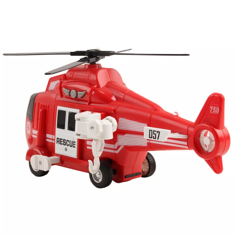 Vokodo Toy Fire Rescue Helicopter 11" With Lights And Sounds