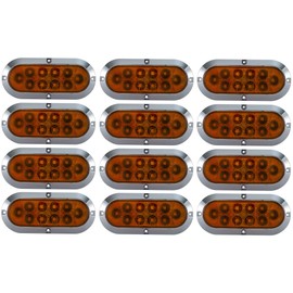 Long Haul Amber 6" Oval Surface Mount Stop/Tail/Turn LED with Chrome Bezel | Kit (12 Pack)