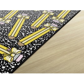 Flagship Carpets Schoolgirl Style School Days Bow Pencils Educational Area Rug for Kids Room, Children's Classroom Rug for Teaching and Playroom, 5' X 7'6"