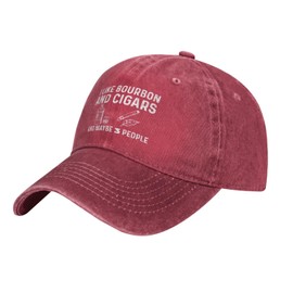 BEIXBE Funny Hat I Like Bourbon and Cigars and Maybe 3 People Hat Women Dad Hats Trendy Hats Red