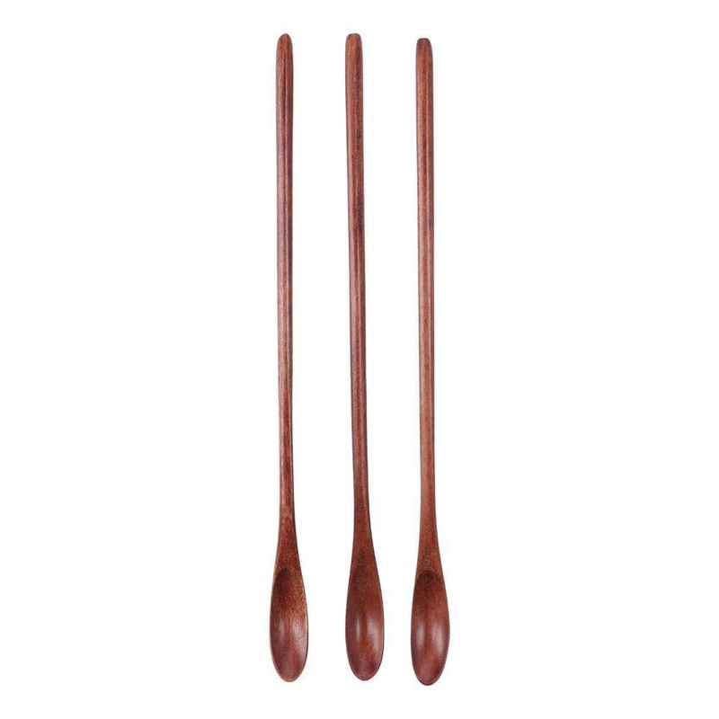 10Pcs Long Handle Wooden Coffee Spoons Wooden Mixing Spoon Mini