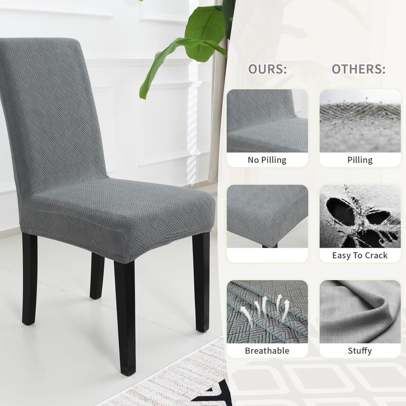 Chair Covers for Dining Chairs,Kitchen Chairs Cover Set of 6,Light