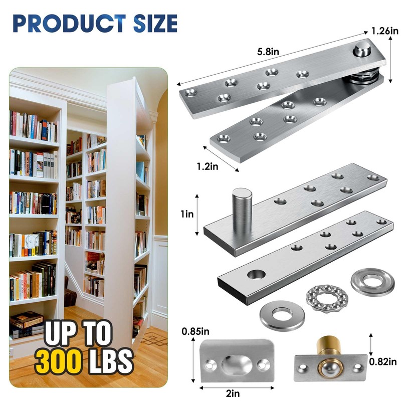 SKMYL Door Pivot Hinges,Invisible Hinge System with Ball Catch Hardware