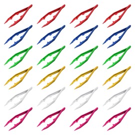 24 Pieces Plastic Tweezers Kids Tweezers Colorful Tweezers DIY Tools Lightweight Plastic Tweezers Handmade Accessories DIY Craft Toy Accessories