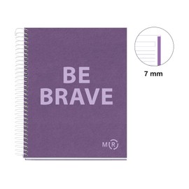 Miquelrius - Notebook A5 Be Eco, 80 Sheets 90 g/m², 7 mm Horizontal Ruled, 1 Colour Strip, 2 Holes, Recycled Cover, Amethyst Purple