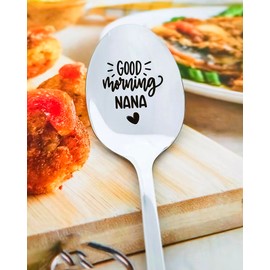 Mothers Day Birthday Gift for Grandma Nana Good Morning Nana Spoons for Grandmother Gigi Mimi Coffee Tea Lover Gifts for Nana Grandma Coffee Tea Spoon Gifts for Granny Grammy Grandmom