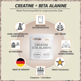 Creatine Monohydrate + Beta-Alanine 2 x 300 g - Premium Creapure® Creatine 5g + CarnoSyn® Beta-Alanine 5g per Serving - Ultra High Dose for Strength Sports & Bodybuilding - Made in Germany - Neutral
