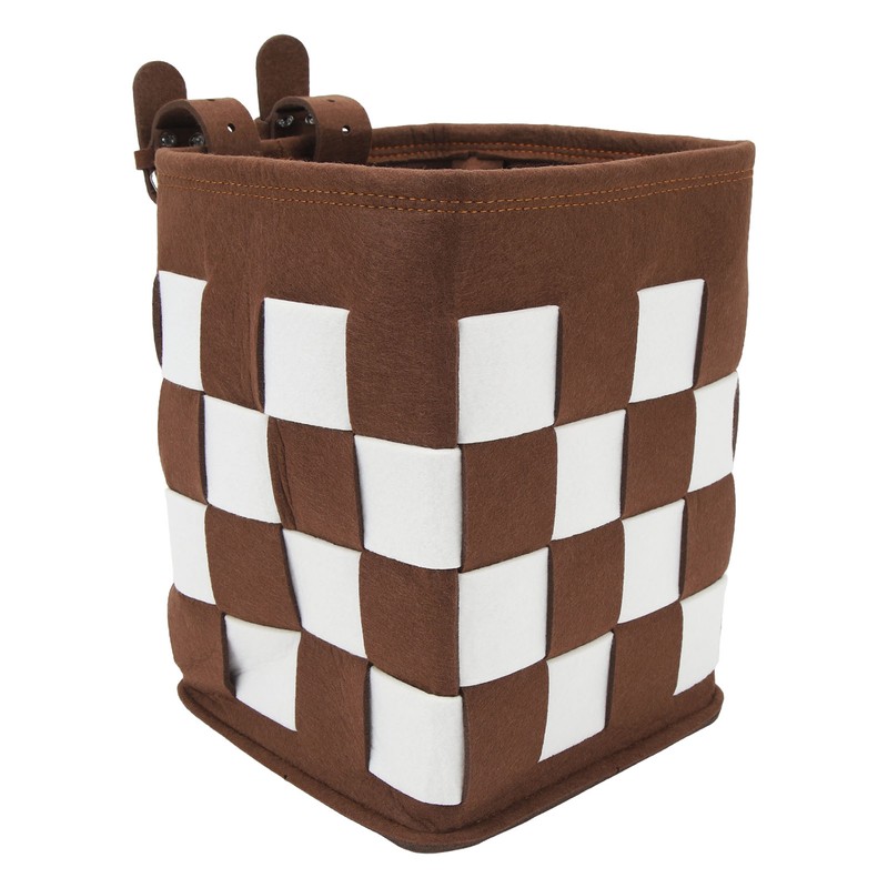 Felt Bicycle Basket Felt Cloth Foldable Detachable Brown and White