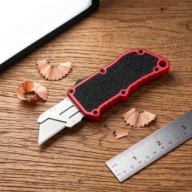 OTF Aluminum Alloy Utility Knife, Retractable Box Cutter, Heavy Duty