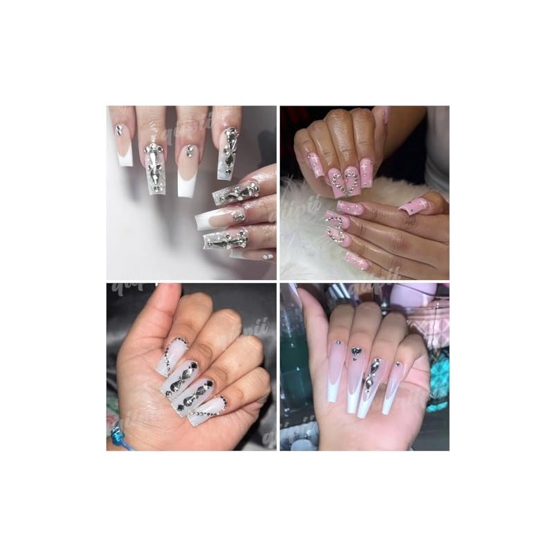 qiipii 4080Pcs Crystal Clear Uñas Rhinestones Multi Formas Flatback Cristal