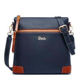 Genuine Leather Crossbody Purse for Women: Trendy Shoulder Bag - Medium Crossbody Bag with Zipper - Travel Handbag (Royal Blue)