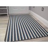 Moscow Grey Navy Non Slip Washable Rugs (50cm x 80cm)