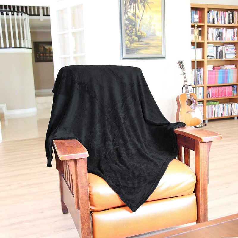 Safus Solid Fleece Blanket Plush Throw 50" x 60" -