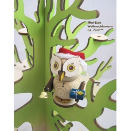 Kuhnert - Dekoration/Holzfigur - Mini Eule Weihnachtsmann - ca. 7cm - Made in Germany