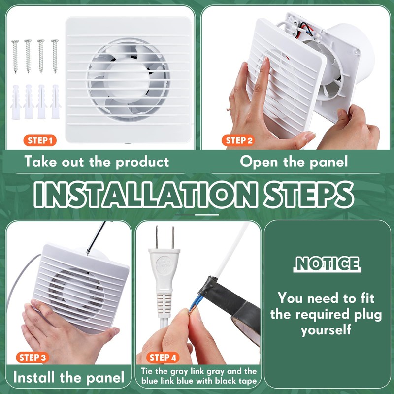 Qunclay 2 Pcs 4 Inch Small Window Fan 110v Kitchen