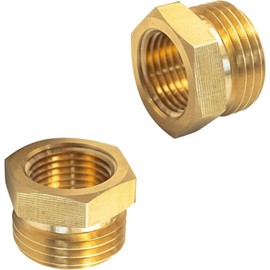 Jowxsx 2 Pack Gold 57480-1208 Brass Garden Hose Fitting, Pipe Adapter Connector, 3/4'' GHT Male * 1/2'' NPT Female Garden Hose Parts for Connectors Hose Connectors and Accessories