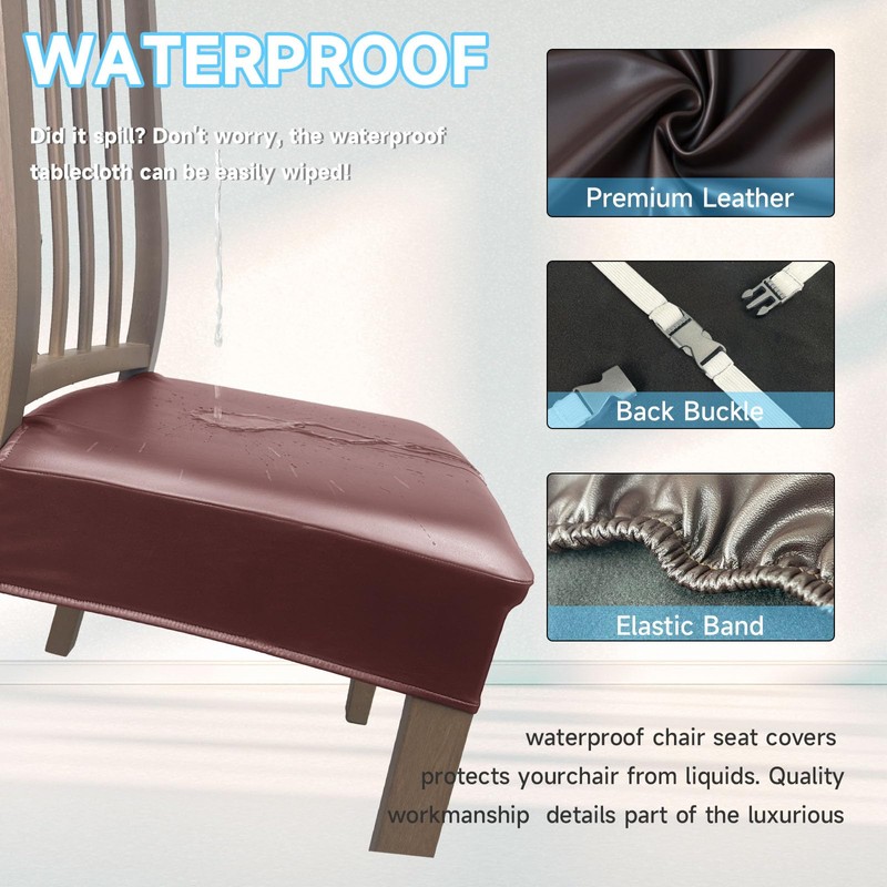 PU Leather Seat Covers for Dining Chairs Set of 4