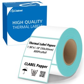 CLABEL 1.96"x1.18" Label Maker Tape 221D Label Print Paper Standard Laminated Office Oil Proof Tearproof Labeling Tape for Address, Logo, Shipping, Barcodes,QR Code (800 Labels/Roll,1 Roll)