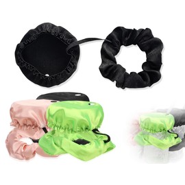 AOYEGIC Pack of 3 Cap Scrunchie Hair Elastics, Reusable Drink Cover, Anti-Spike Drink Cup Lid, Hair Band, Drink Protection Lid, Bracelet, Rave Accessories (Black, Pink and Green)