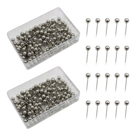 JIHUOO 400 Pcs Small Round Head Push Pins Map Thumb Tacks Bulletin Board Pushpins Cork Board Thumbtacks Fabric Marking Pins with Storage Boxes Silver