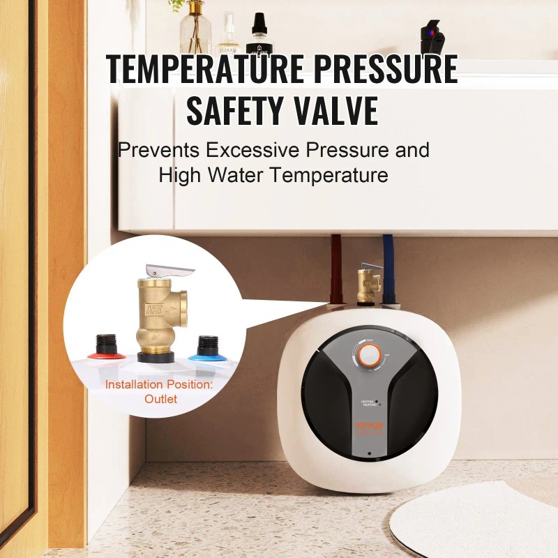 Mini-Tank Electric Water Heater 8-Gallon 1440W Safety Valve Kitchen UseCapacity: