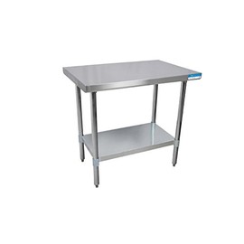 BK Resources VTT-3024 18 Gauge Stainless Steel Flat Top Table with Galvanized Undershelf and Legs, 30" x 24", 34.75" Height, 24" Width, 30" Length