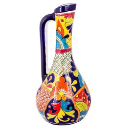 NOVICA Artisan Handmade Ceramic Vase Pitchershaped Talaverastyle from Mexico Multicolor Vases [23in H x 10.25in Diam.] ' Talavera Pitcher'