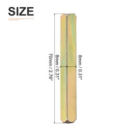 DTGN 70mmx8mm(LxW) Door Knob Spindle - 1Pack - Good for Most Mortise Type Door Knobs - Iron Square Drive System Spindle Replacement Door Handle Parts - Golden