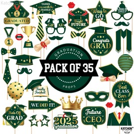 Green and Gold Grad Props with Tassel