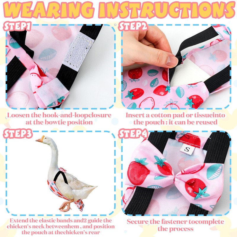 DoubleFill 6 Pcs Washable Chicken Diapers Reusable Pet Diaper with