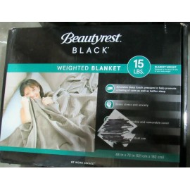Beautyrest Black Weighted Blanket 15lbs Quilted 48" x 72" Color Beige