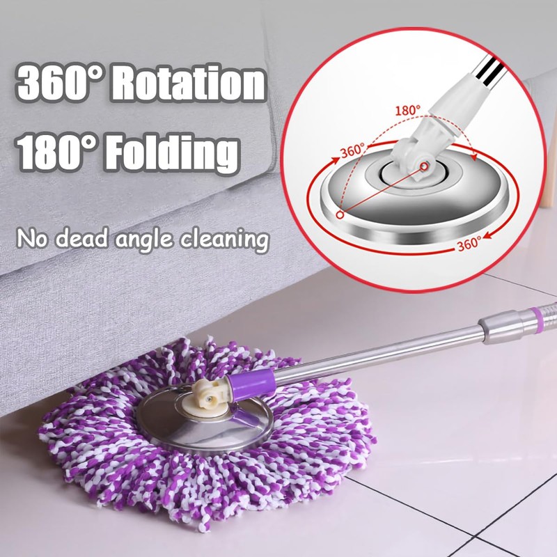 Midremer Extended Spin Mop Replacement Mop Handle, Upgraded 60-inch 360
