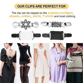 Fashion Cincher Clip for Women,Dress Clips Back Cinch,Shirt Scarf Clothing Cardigan Sweater Shawl Mitten Clips, Buckle Waist Cincher Clip for Clothing,Scarf Ring and Brooch Pins