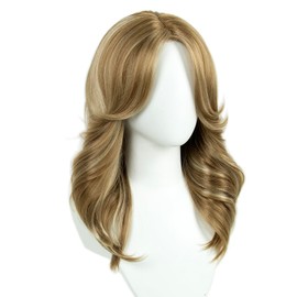 Long Layered Synthetic Hair Wigs for Women with Bang Mixed Light Blonde for Daily Party Use