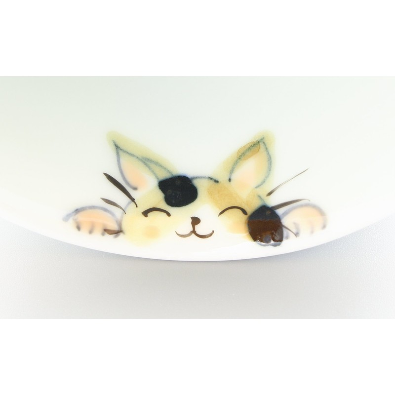 Hasamiyaki Pottery Blue Tricolor Cat Tea Cup (Small), Red 02-364