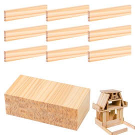 YIZWINS 30 Pieces Wooden Blocks for Crafts, 100 x 20 x 7 mm Wooden Building Blocks, Craft Blocks, Block Man, Wooden Strips, Sticks, Craft Wood for DIY Projects and Decoration, Construction and
