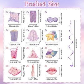 24PCS Sleepover Hanging Swirl Decorations Sleepover Party Ceiling Decorations Sleepover Party Supplies for Girls Slumber Party Girls Night Pajama Spa Birthday Party Decorations