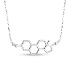 AZAGGI Sterling Silver Handcrafted Chemical Structure of Estrogen Molecule Pendant Necklace (24)