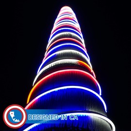 Russell Decor 50ft Red White Blue LED Neon Rope for 4th July Patriotic Memorial Day Patio Deck Waterproof SMD Tube Lights with Controller