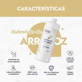 Hidrolato Arroz Hebbe Tónico Facial Orgánico 500ml Todo Tipo de Piel