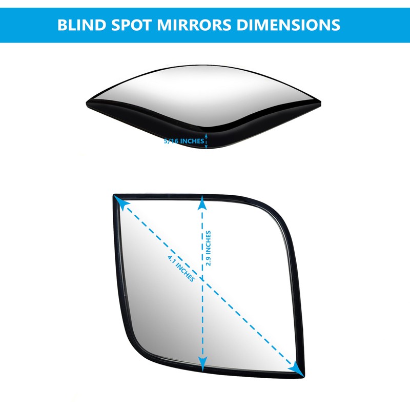 VrooeCoe Convex Stick On Custom Fitted Blind Spot Mirrors Compatible