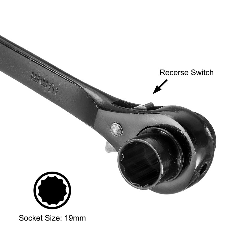 uxcell 19 x 21mm Hexagon Scaffold Podger Ratchet Spanner Ratcheting