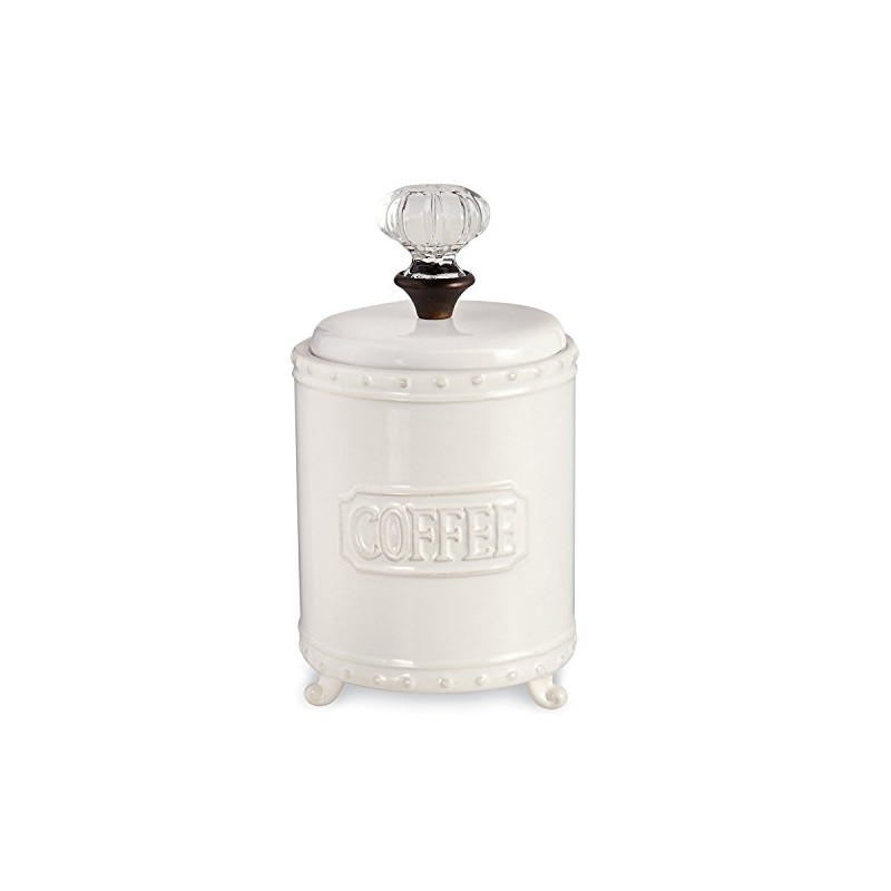 Mud Pie Ceramic Coffee Canister Door Knob Handle, White
