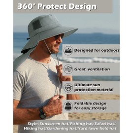 Tirrinia Men's Neck Flap Sun Hat - Grey Fishing Safari Hiking Cap for Ultimate Protection, Elevate Outdoor Style