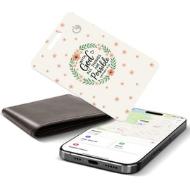 Wallet Tracker Card (iOS Only), Rechargeable Smart Card Wallet Tracker for Apple, Bluetooth Tracking and Phone Finder, 0.06in Slim,Item Locator for Keys, Bags, Passport-GOD Flowers