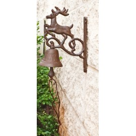 Ebros Gift Cast Iron Rustic Vintage Western Stag Deer Bell Door Wall Dinner Yard Farm