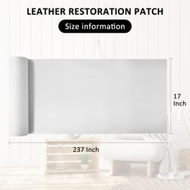 AOOTOOLINK Leather Repair Patch 17X237 Inch Self Adhesive Leather Repair, Large Leather Repair Tape for Couches, Furniture, Car Seats, Cabinets, Sofa, Handbags (White, 17X237 Inch)
